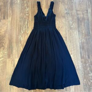 Abercrombie & Fitch Scrunchie Strap Maxi Dress Navy Blue Small